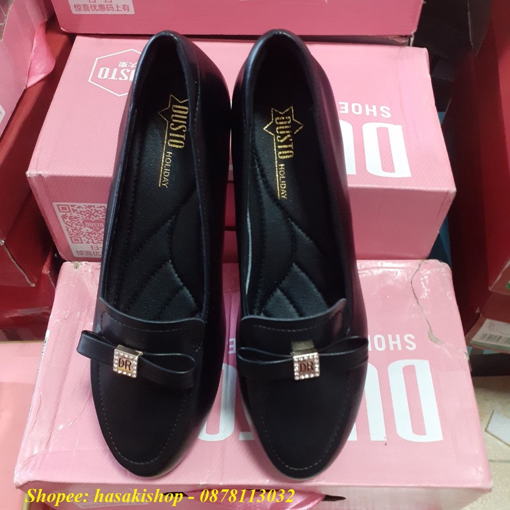 Giày đế xuồng Dusto da trơn mềm mịn, đế 3.7cm