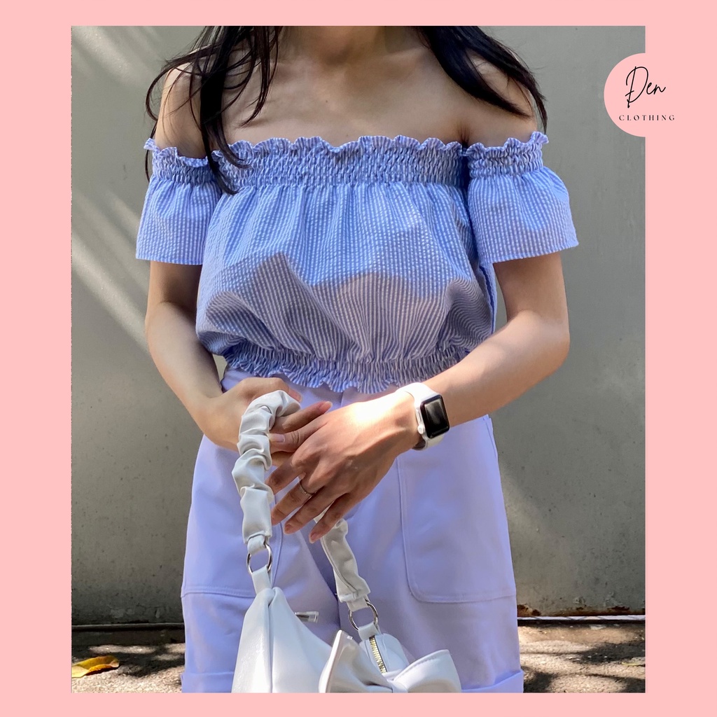 Áo Trễ Vai Bẹt Vai Tay Bồng Tay Phồng Đen Clothing  Công Sở Đi Chơi Siêu Xinh