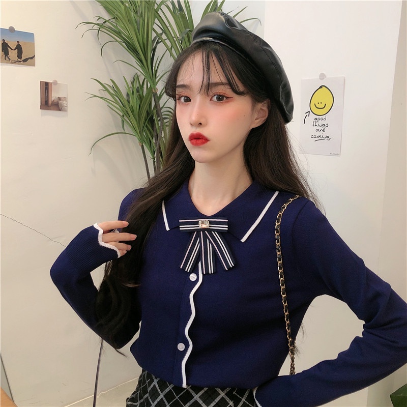 IELGY   Áo sweater Tay Dài Thiết Kế Đơn Giản Thời Trang Cho Nữ
