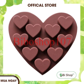 🎶Khuôn silicon làm thạch, rau câu, socola 10 hình trái tim🎶