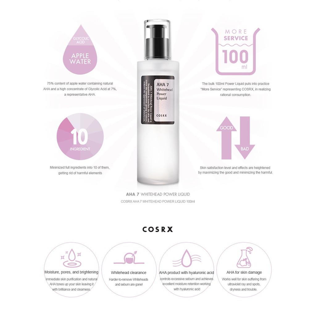 Tẩy da chết mụn đầu trắng AHA 7 Whitehead Power Liquid Cosrx | BigBuy360 - bigbuy360.vn