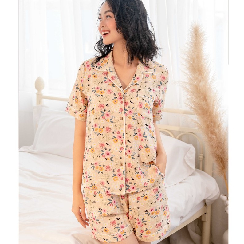 Bộ đồ mặc nhà pijama đùi VIBES Floral Be Py Set