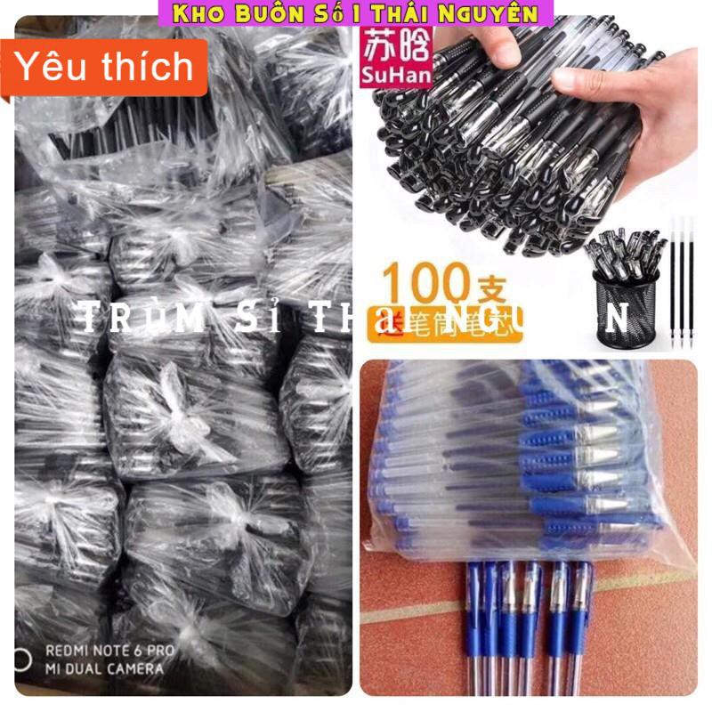 Bút bi 50 chiếc đủ 2 màu đen và xanh