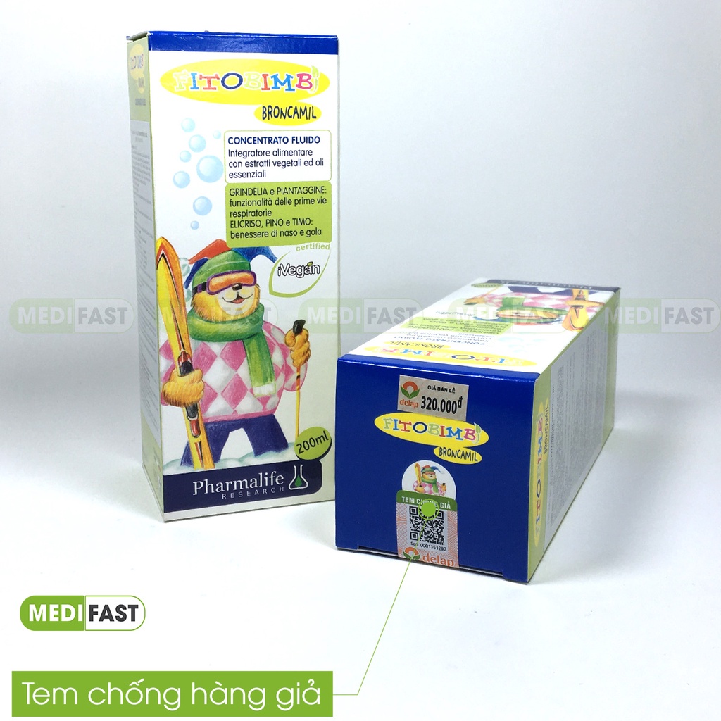 Broncamil Bimbi - Giúp bé hết ho, tăng cường sức khỏe đường hô hấp cho trẻ - Chai 200ml nhập khẩu từ Ý