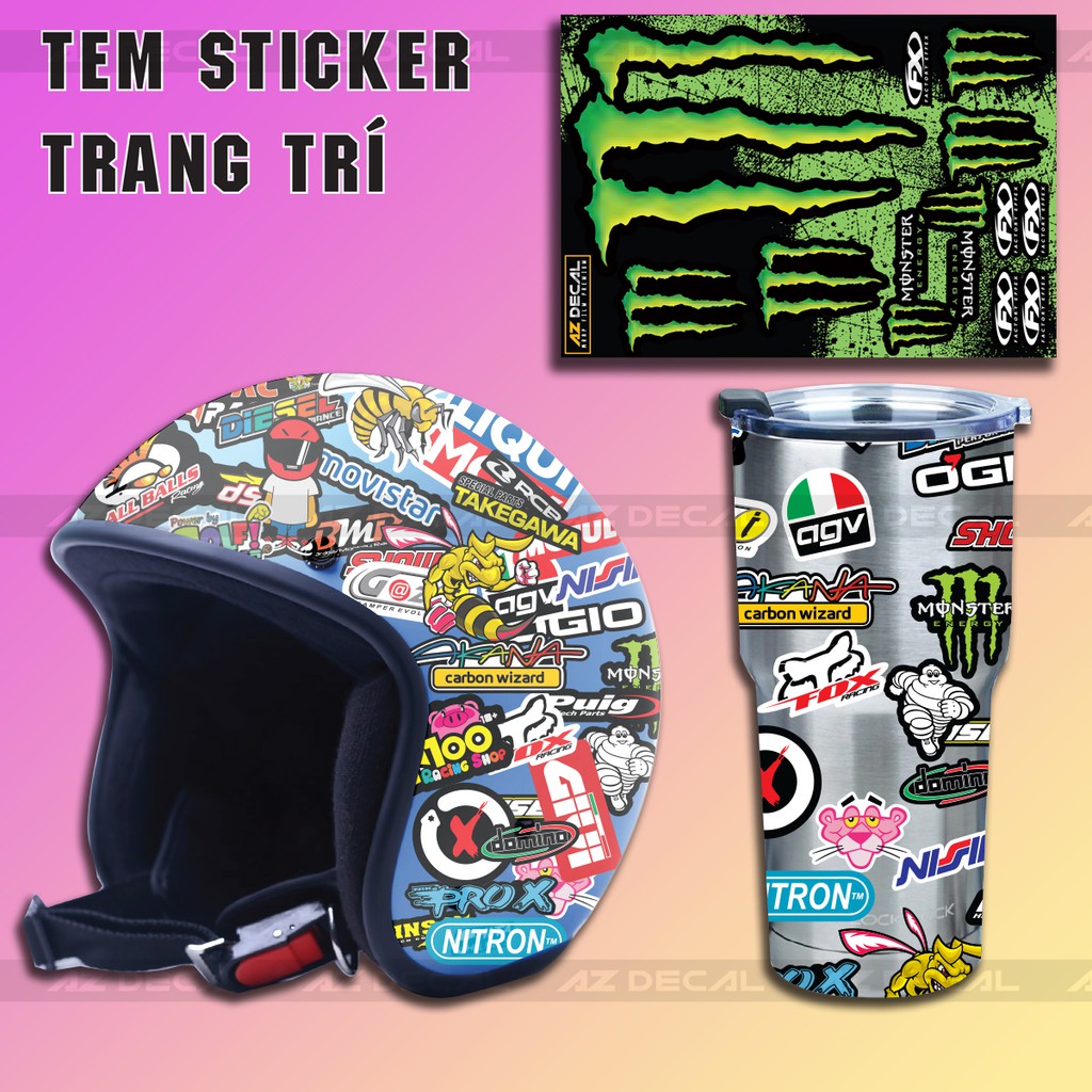 Sticker Logo Monster 02 | Dán Trang Trí Xe Máy, Xe Điện, Mũ Bảo Hiểm, Laptop, Điện Thoại | Tờ A4