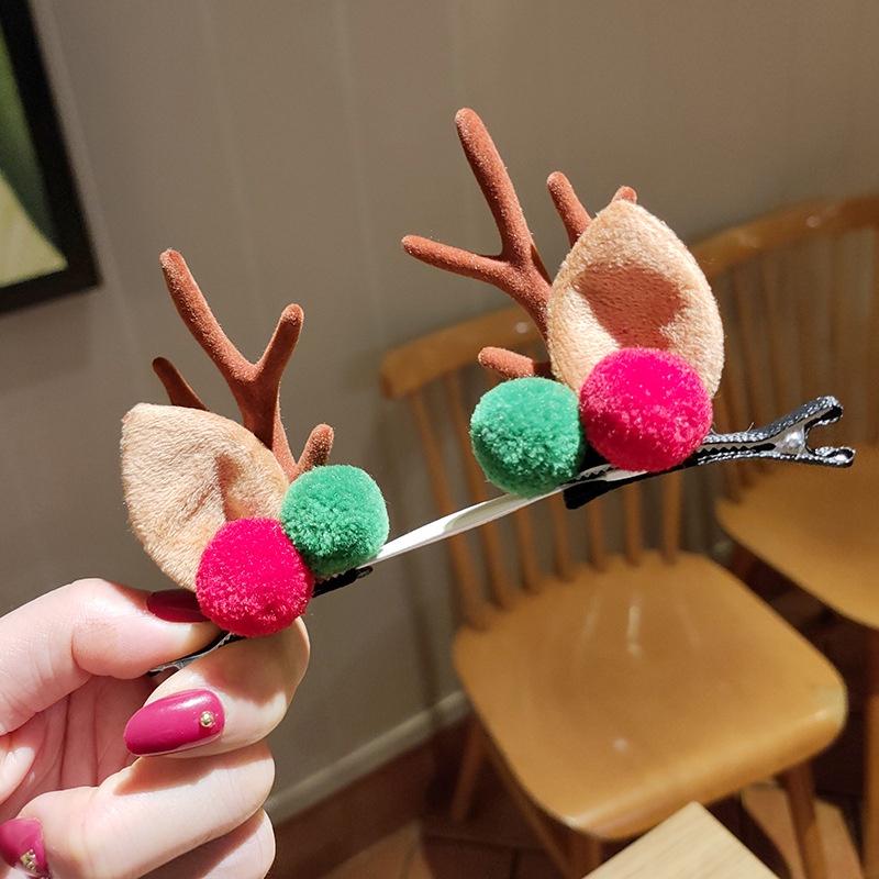 Bộ kẹp tóc hình sừng tuần lộc dễ thương cho bé gái