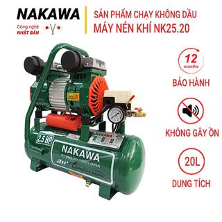 Máy nén khí không dầu NAKAWA NK25.20, công suất 2.5HP, bình 20L, 40s nạp đầy bình