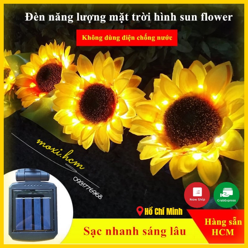 【LOẠI 1】Đèn LED Năng Lượng Mặt Trời Chống Thấm Nước Hình Hoa Hướng Dương Dùng Trang Trí decor Sân Vườn , ban công MOXI.