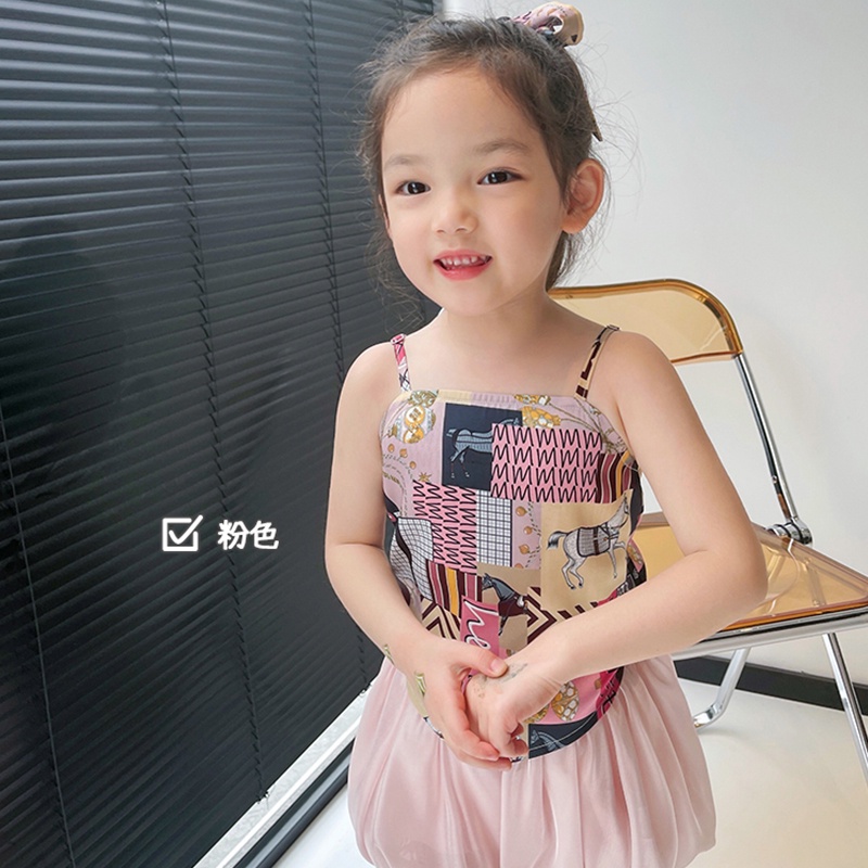 Áo Yếm Hai Dây Đính Nơ Thời Trang Mùa Hè Cho Bé Gái