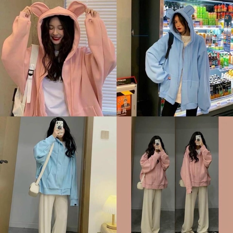 Áo khoác nỉ tai thỏ loại nỉ dày | BigBuy360 - bigbuy360.vn