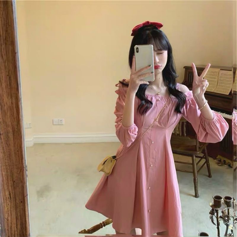 đầm công chúa màu hồng cute phù hợp đi dạo phố #đầm_nữ