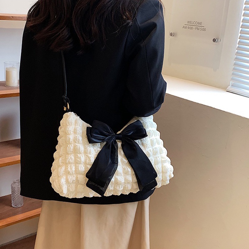 Túi Đeo Chéo Có Khóa Kéo Phối Nơ Phong Cách Hàn Quốc Cho Nữ