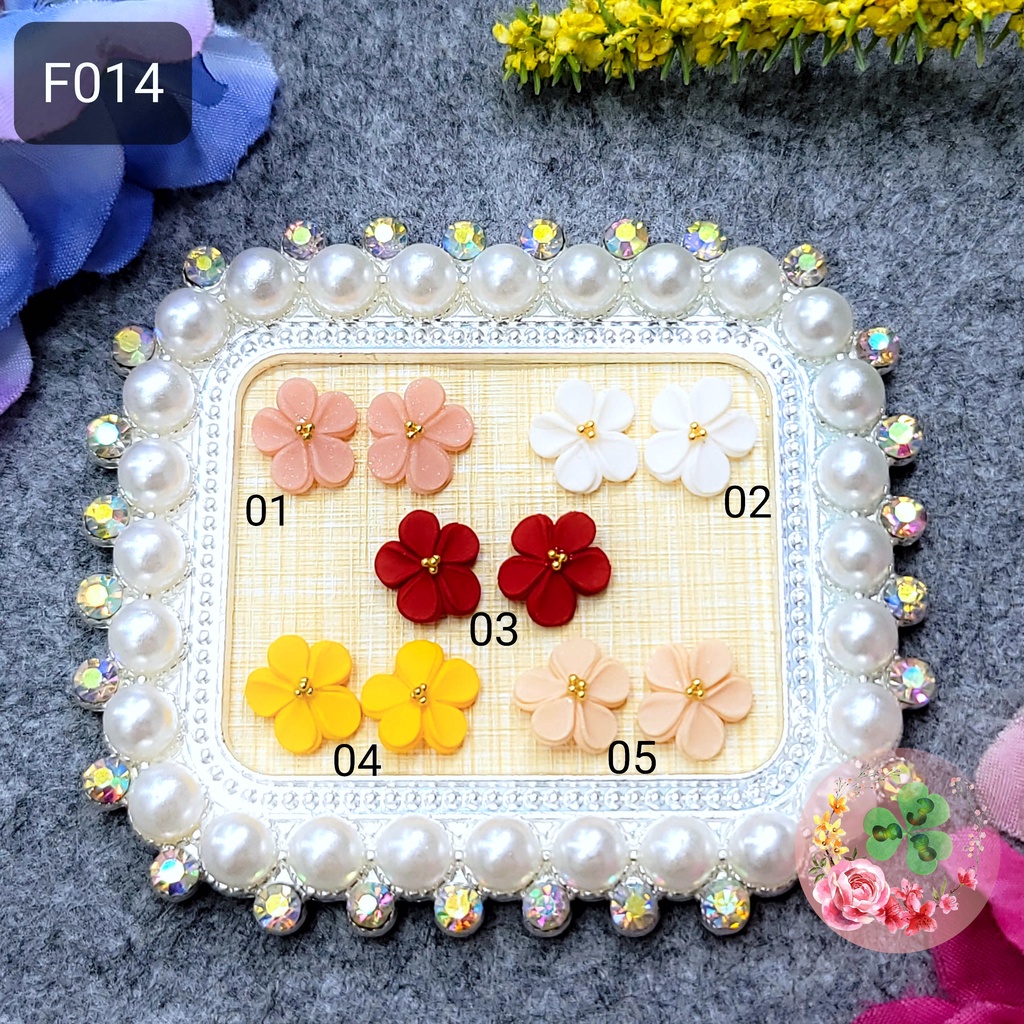 Mẫu: F014 . Hoa bột &quot;Mai 2 tầng&quot; đính móng siêu xinh.