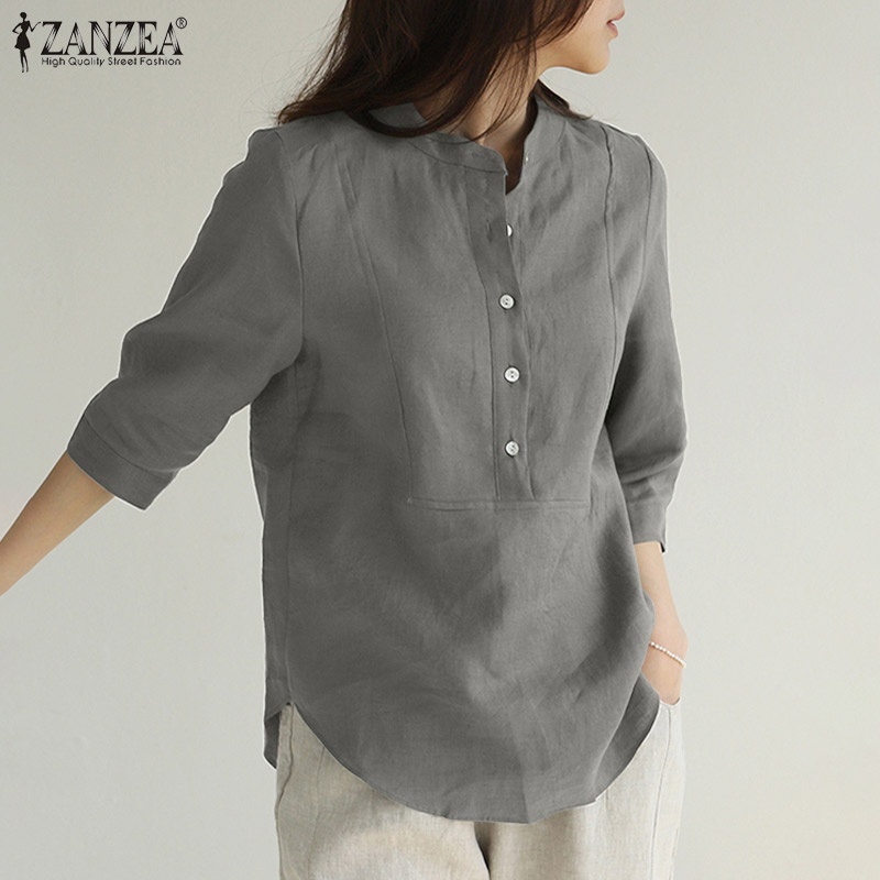 Zanzea Áo Sơ Mi Tay 3 / 4 Thời Trang Nữ