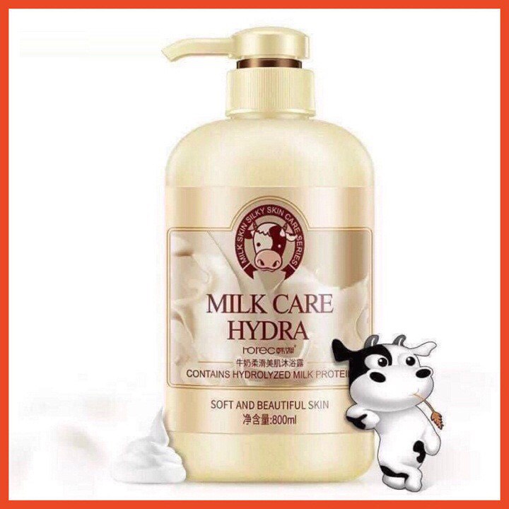 Sữa Tắm Con Bò MILK CARE HYDRA 800ml Hàng Nội Địa Trung - An Toàn Cho Da, Hương Thơm Quyến Rũ
