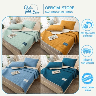 Chiếu điều hòa cao su non latex tencel nệm điều hòa tặng kèm 2 vỏ gối cùng màu