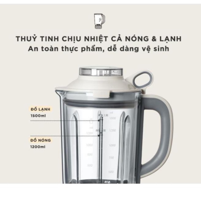 Máy Làm Sữa Hạt Đa Năng - Sữa  Đậu Nành - Xay Sinh Tố - Bear PBJ-B10U5 1,5L- 8 Chế Độ Chức Nắng_Bảo Hành Chính Hãng1 Năm