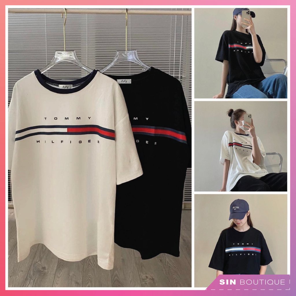 Áo Thun Tommy Form Rộng Tay Lỡ - Style Unisex (Ảnh Chụp Thật 100%) - [SIN BOUTIQUE]