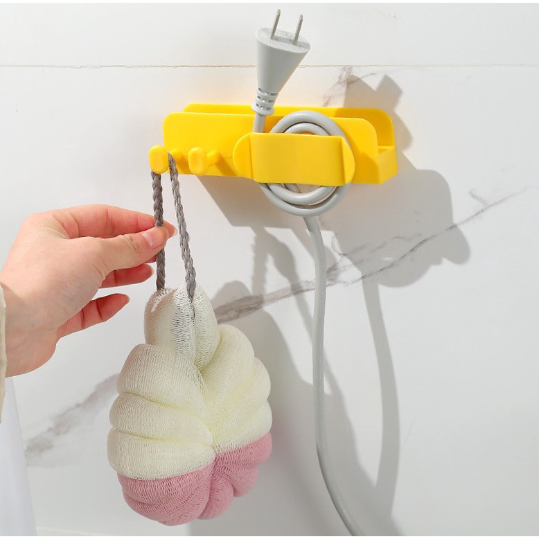 Móc Dán Tường Đa năng 3 In 1 Kẹp Giữ Dây Điện,Treo Phích Cắm Điện, Đỡ Điện Thoại