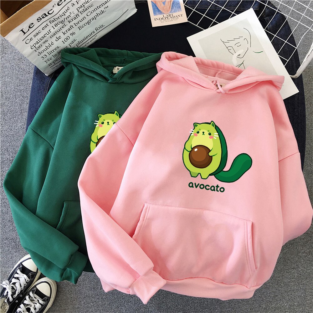 Áo Hoodie In Họa Tiết Trái Bơ Hoạt Hình Phong Cách Harajuku Thời Trang Mùa Đông Cho Nữ | BigBuy360 - bigbuy360.vn