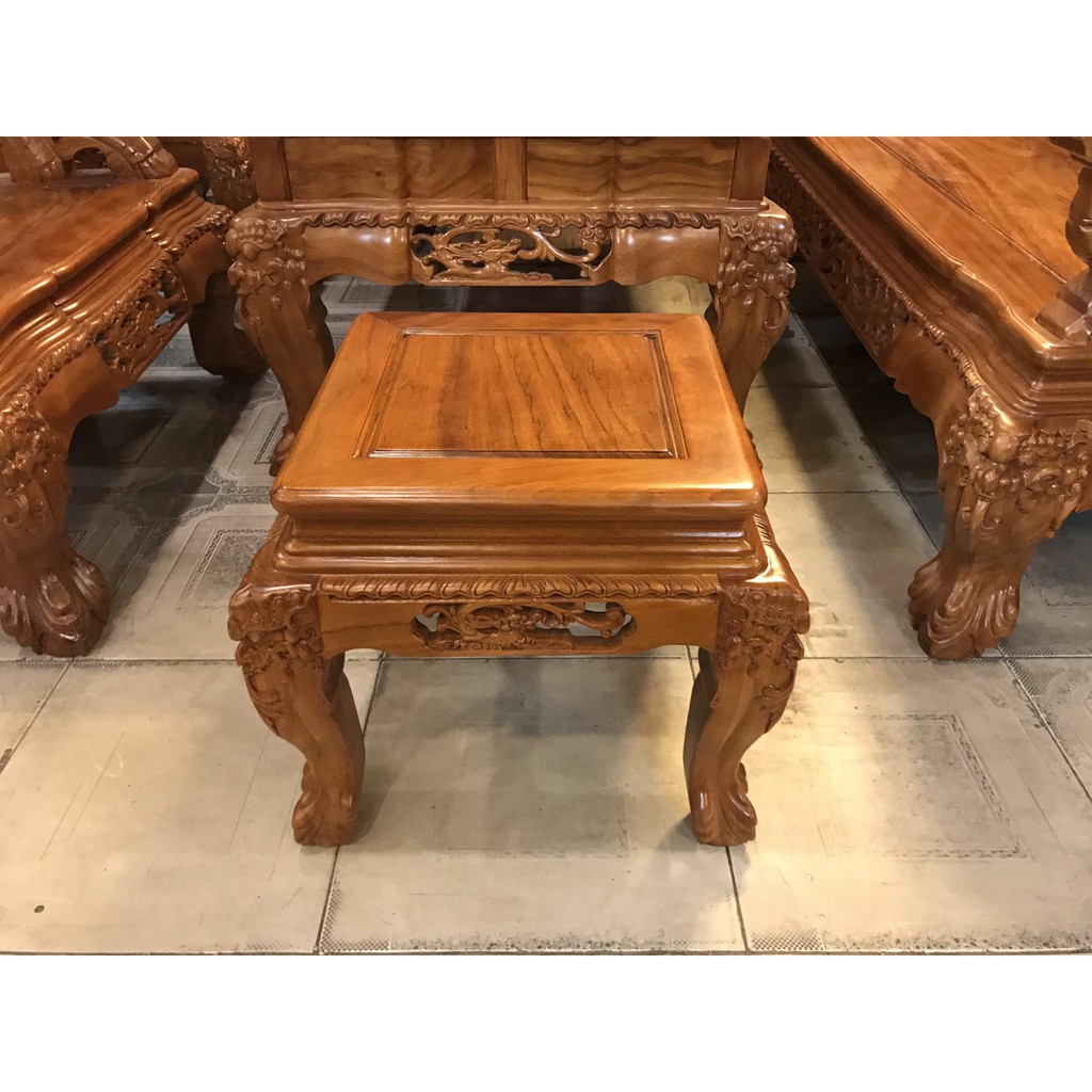 Bộ bàn ghế rồng đỉnh gỗ gõ đỏ tay 12, 6 món