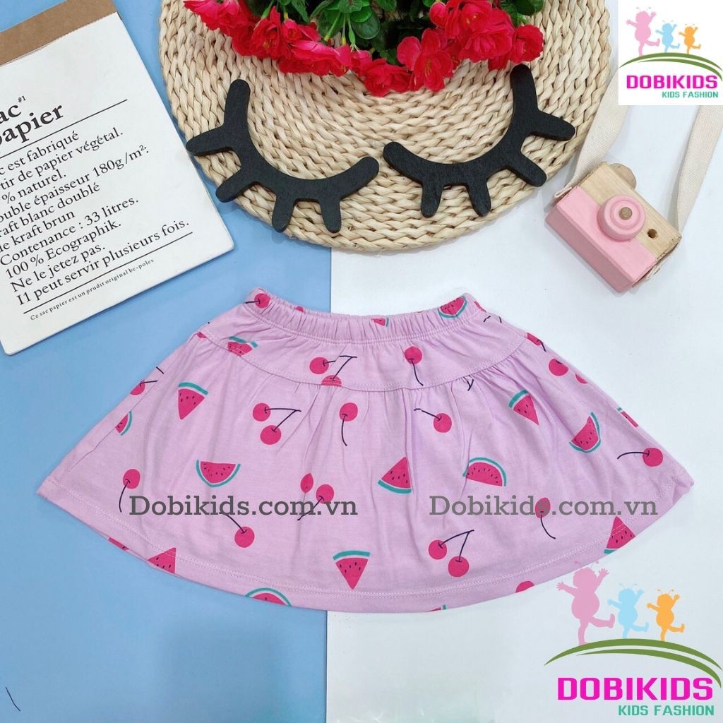 Chân váy bé gái cotton xuất dư mềm mịn co giãn có chip quần bên trong cho