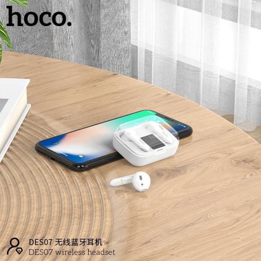 Tai Nghe Bluetooth nhét tai Hoco DES07 chính hãng kết nối chuẩn TWS 5.1 Cảm Biến hỗ trợ sạc không dây bảo hành 12 THÁNG