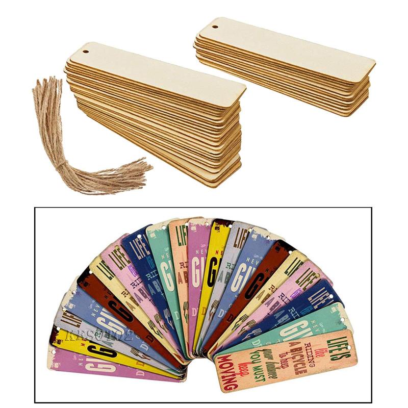 Set 2 / 36 Thẻ Gỗ Hình Chữ Nhật Đánh Dấu Trang Sách Tiện Dụng