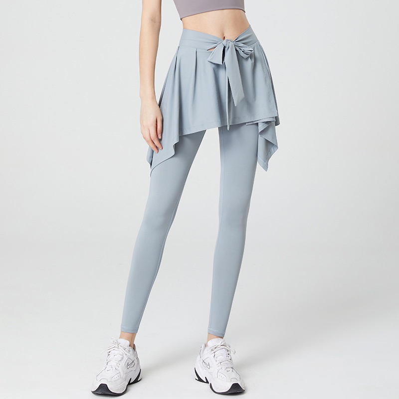 Quần Thể Thao Lưng Cao Cột Dây Giả Hai Lớp Size S-5XL Cho Nữ