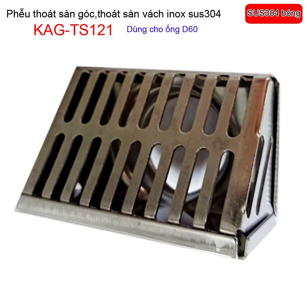 Phễu thoát nước mưa thoát ngang D60 KAG-TS121, phễu thoát nước vách tường hành lang, ban công thoát góc tường