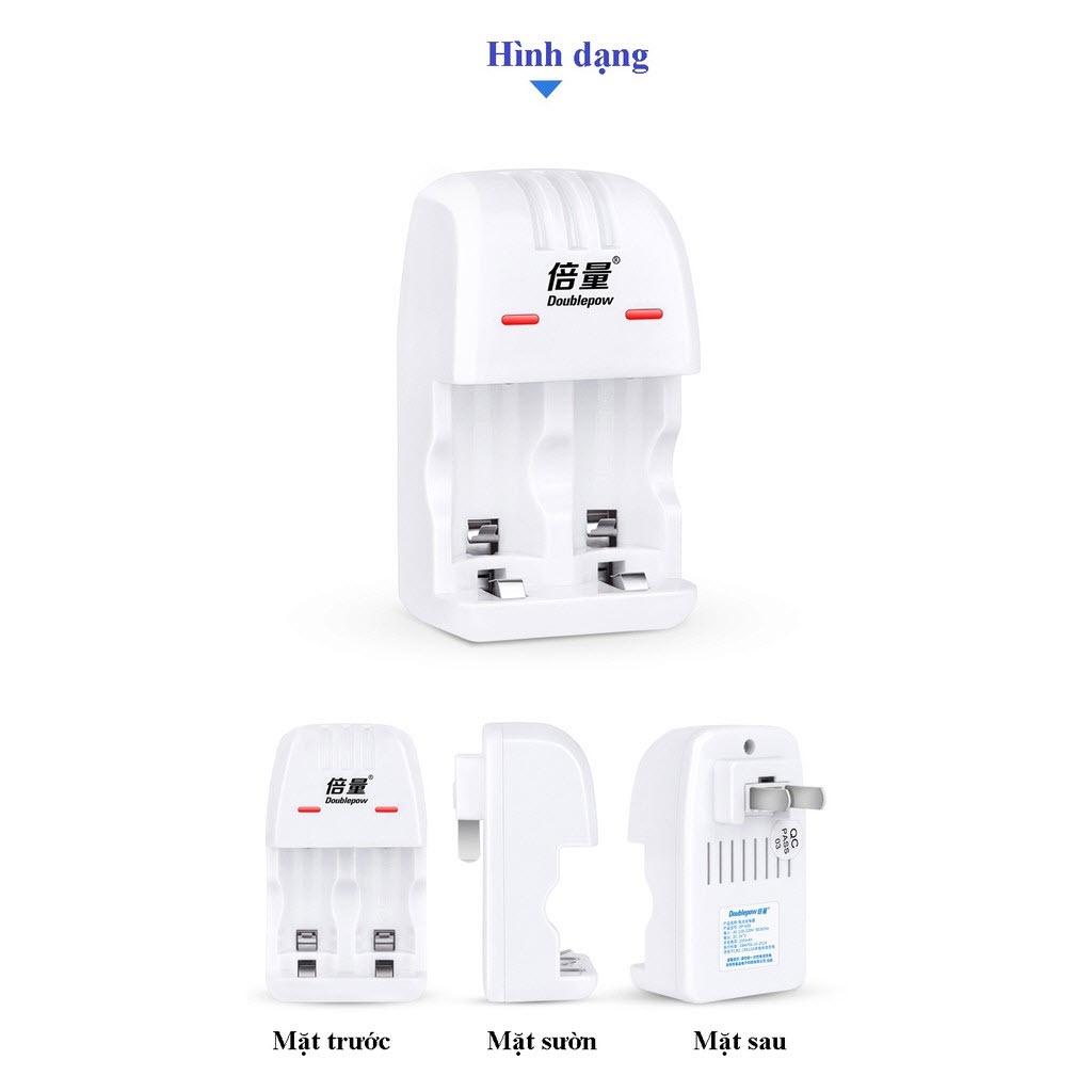 Bộ Sạc Thông Minh DP-K06 Có Đèn LED Tặng Kèm Pin Sạc Cr2 3V Doublepow Dung Lượng Cao 900mAh - Hàng Chính Hãng