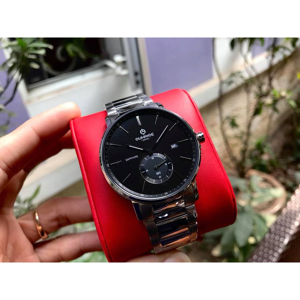 Đồng hồ nam dây kim loại chính hãng Sunrise 1141 1141SA DM1141MS đen