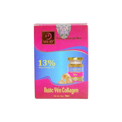 SONG YẾN - Nước yến sào Song Yến Collagen 13% tổ yến cao cấp (6 lọ x 70ml)