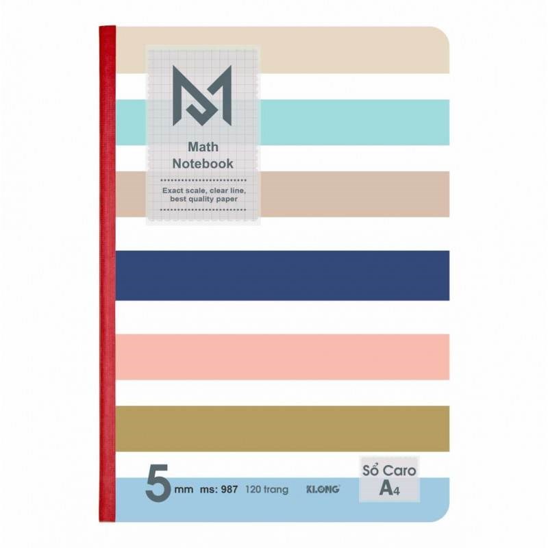 Sổ may Caro A4 Math Notebook 120 trang; MS 987