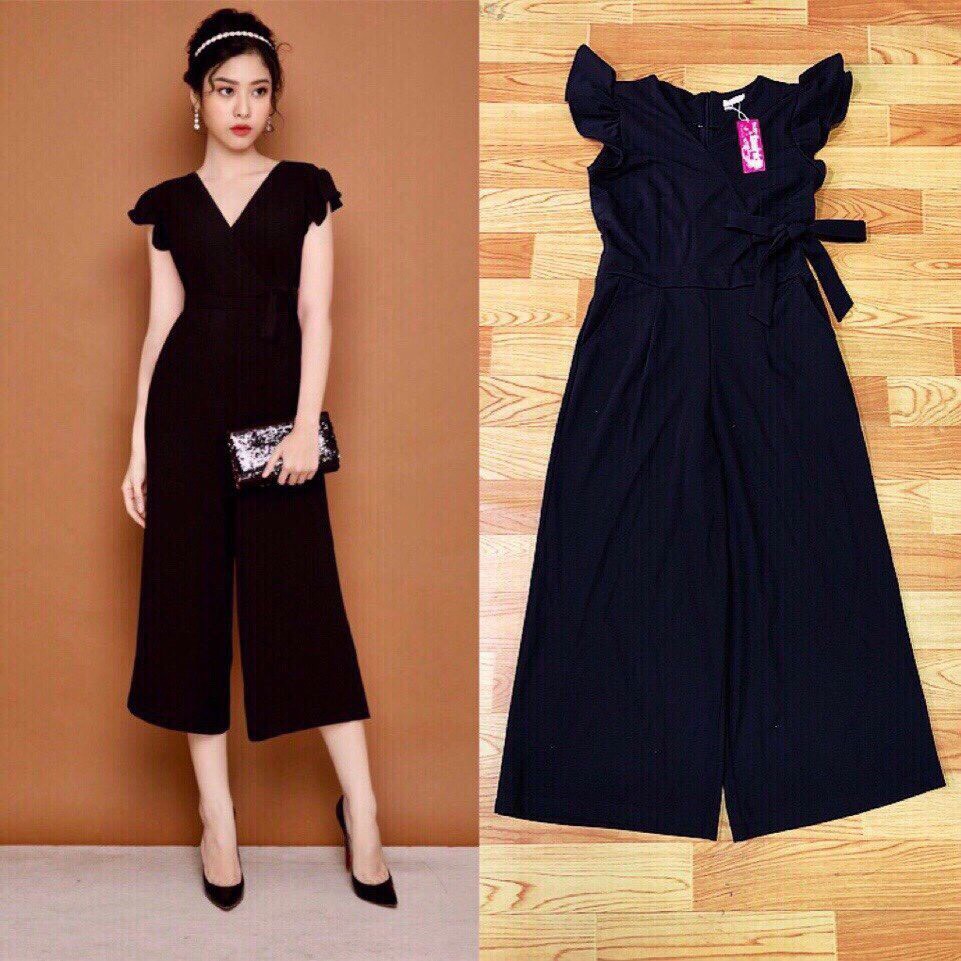 Jum Lửng💕FREESHIP💕Giảm 45k Khi Mua Đơn Từ 500k - Jumpsuit cổ tim thắt nơ eo quần lửng ống rộng TJ907 | BigBuy360 - bigbuy360.vn