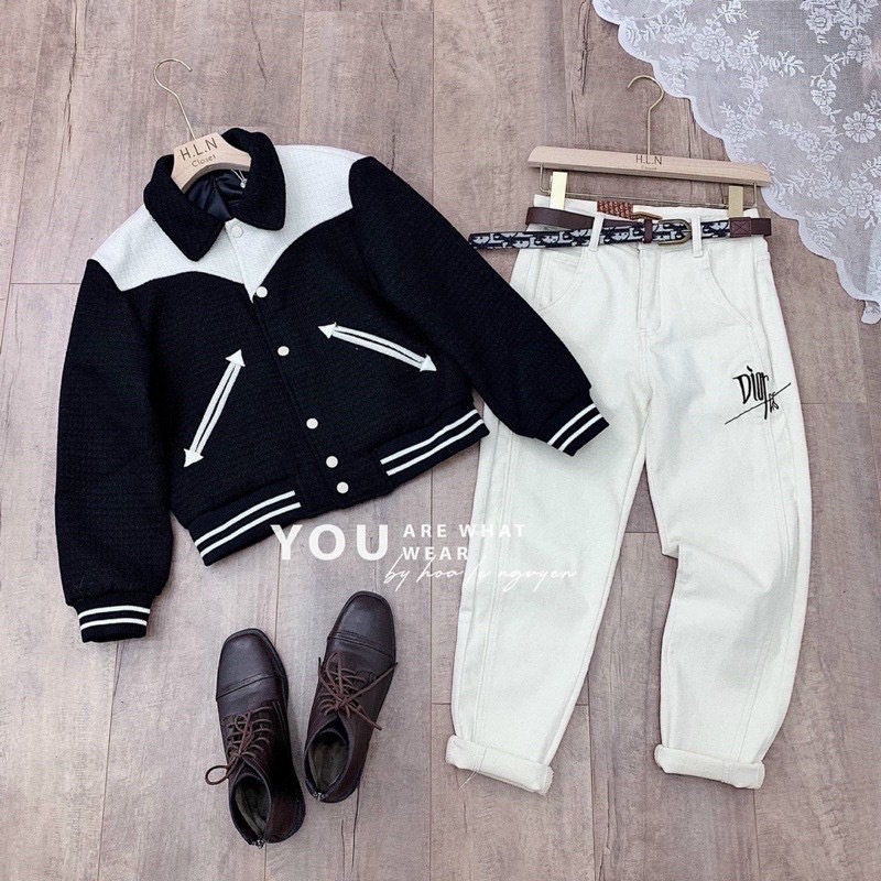 Áo khoác bomber pha viền