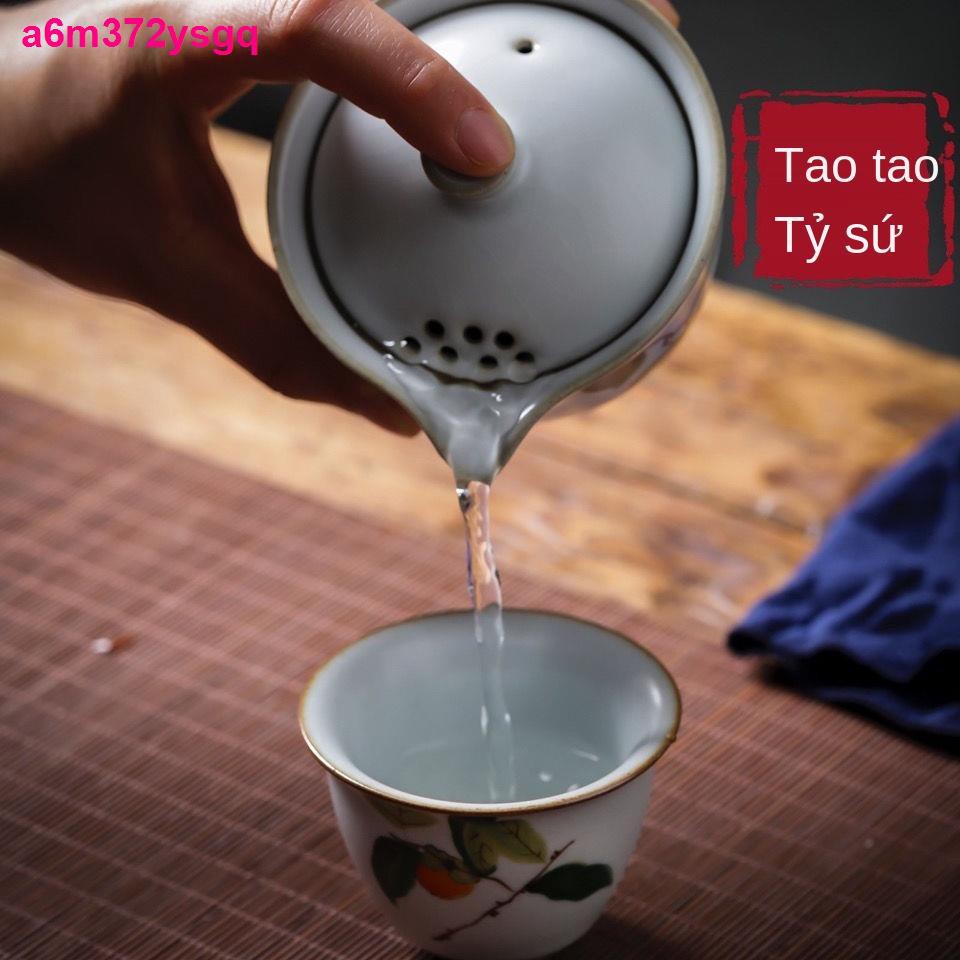 Ru Kiln Cup One Pot Two Mở tách Trà Ấm Văn phòng Nội vụ Bộ Kung Fu Túi du lịch xách tay