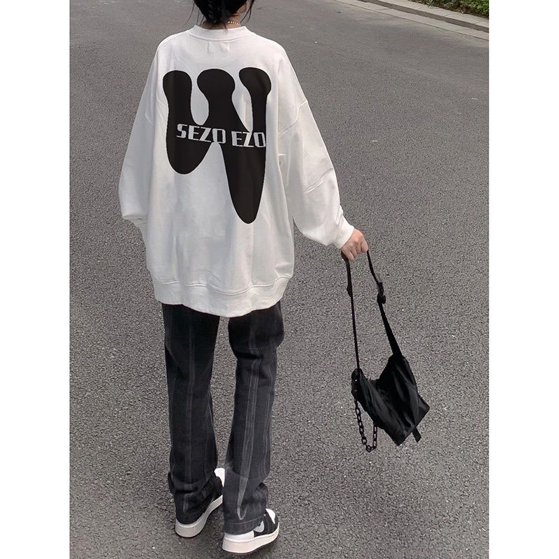 SELVZE Áo sweater dáng rộng chất liệu cotton cao cấp thời trang theo phong cách Mỹ cho nữ
