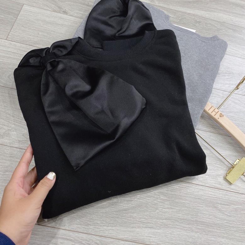 ÁO NỈ ĐÍNH NƠ 2 MÀU ĐEN/ XÁM | BigBuy360 - bigbuy360.vn