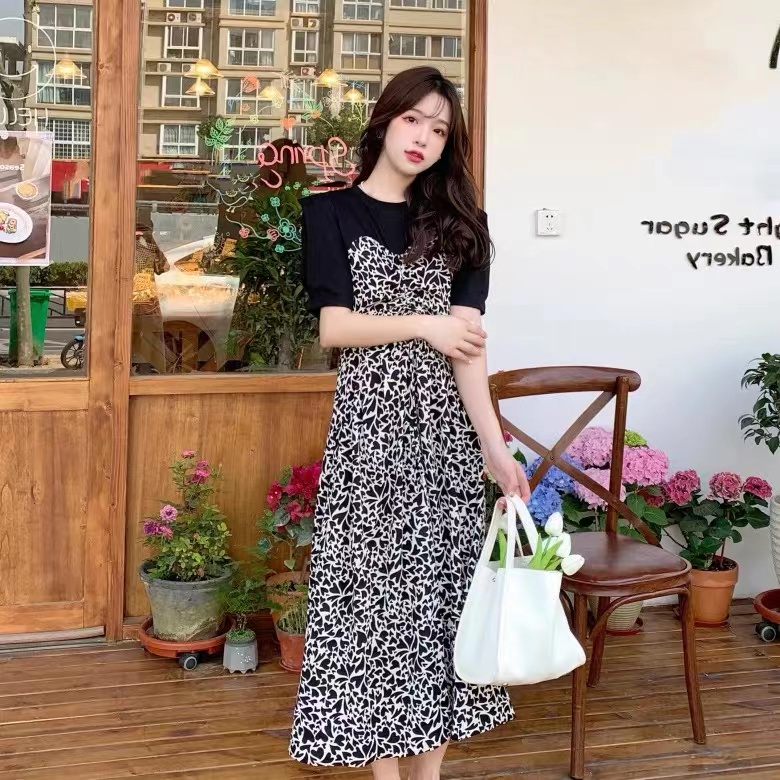 Đầm Nữ Giả Hai Lớp Thời Trang Mùa Hè Phong Cách Hàn Quốc