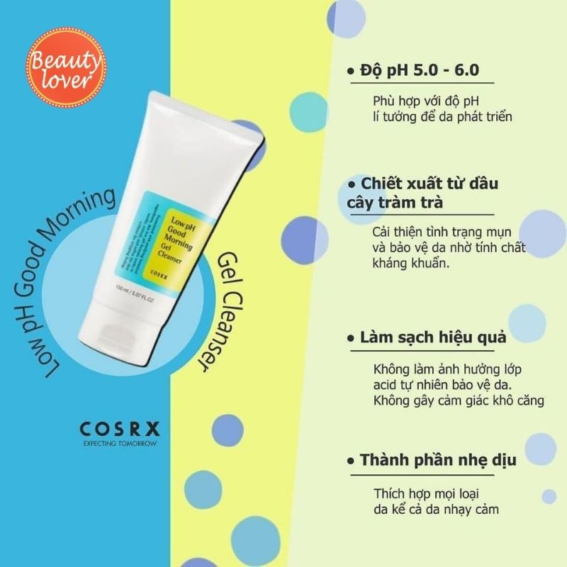Gel Rửa Mặt Tràm Trà COSRX Low pH Good Morning Gel Cleanser 150ml – Beauty Lover Sữa Rửa Mặt Cosrx, Dành Cho Da Mụn | BigBuy360 - bigbuy360.vn