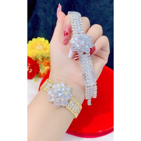 Lắc tay nữ dát vàng 18 dát bạch kim đính xoàn cao cấp mẫu mới siêu đẹp
