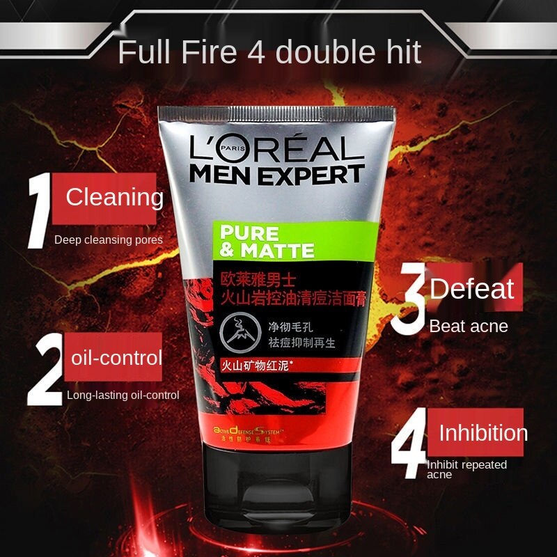 L'OREAL (Hàng Mới Về) Sữa Rửa Mặt Kiểm Soát Dầu Dành Cho Nam