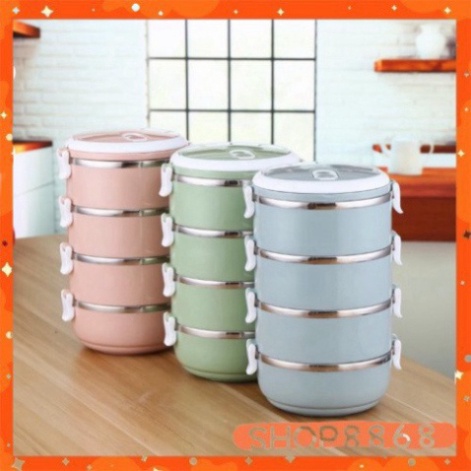 (FREESHIP) Hộp đưng cơm giữ nhiệt lúa mạch 4 tầng - kho giá sỉ hưng yên ( ngẫu nhiên màu )