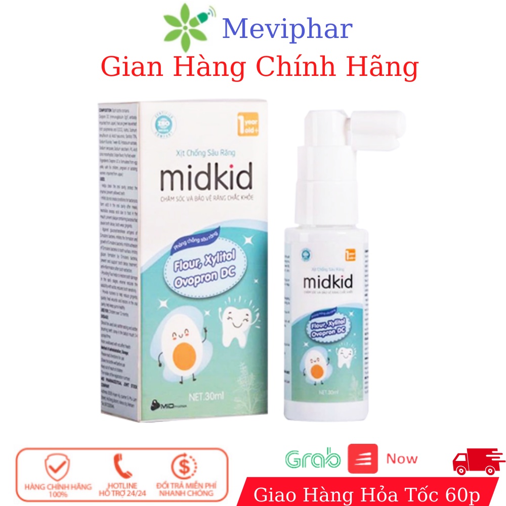 MIDKID Kem Đánh Răng Dạng Xịt Chống Sâu Răng .Bảo Vệ Răng Chắc Khỏe Cho Bé Từ 1 Tuổi