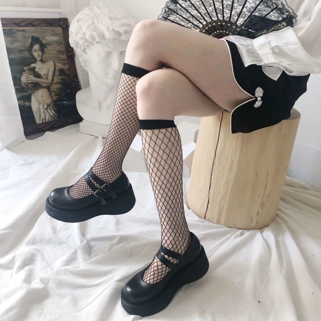 26 mẫu tất lolita JK sexy cá tính - vớ ren lưới lụa trơn - ngang đùi qua gối bắp chân