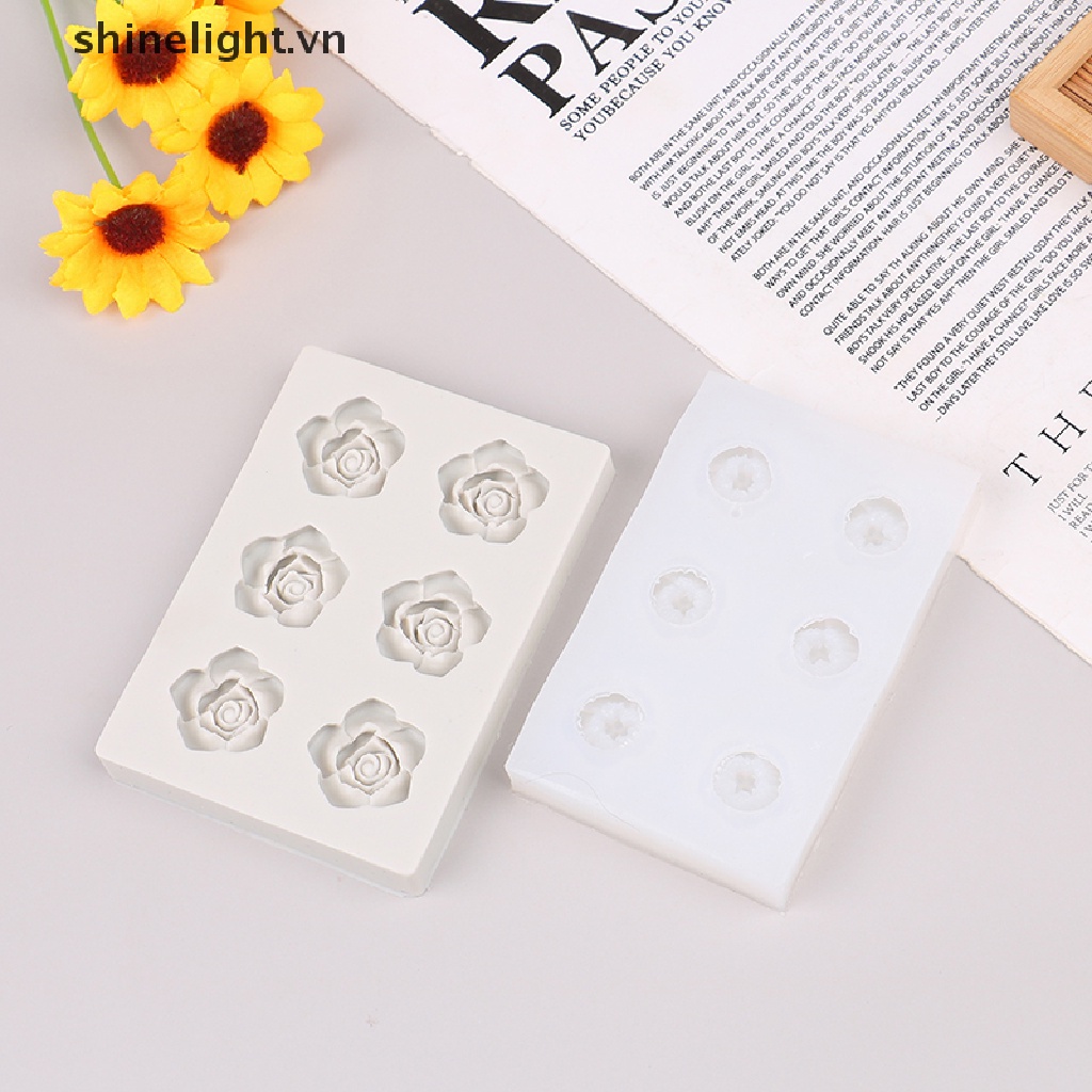 Khuôn Silicon Sáu Lỗ Hình Bông Hoa Nhỏ Làm Bánh Kẹo Sô Cô La