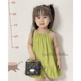 Váy xanh cổ yếm buộc dây