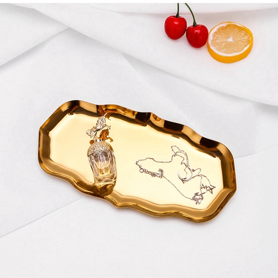 SUPO DEPOT - Khay Đựng Trang Sức Bằng Thép Không Gỉ Họa Tiết Gợn Sóng