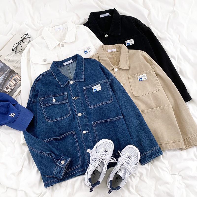 Áo Khoác Denim Dài Tay Cổ Chữ V Màu Trơn 37226